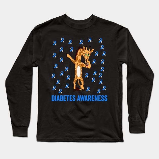 diabetes awareness - blue ribbon awareness - type 1 diabetes awareness Long Sleeve T-Shirt by Merchpasha1